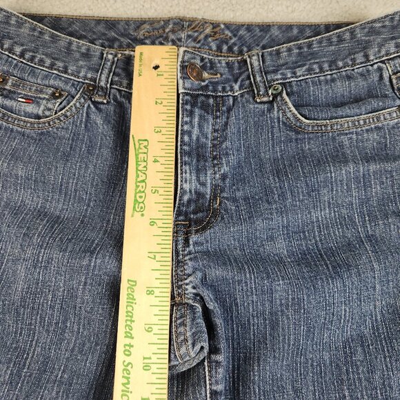 Tommy Hilfiger Jeans Women's 6 Short Blue Bootcut Mid Rise Med Wash Y2K Pants - Picture 4 of 9